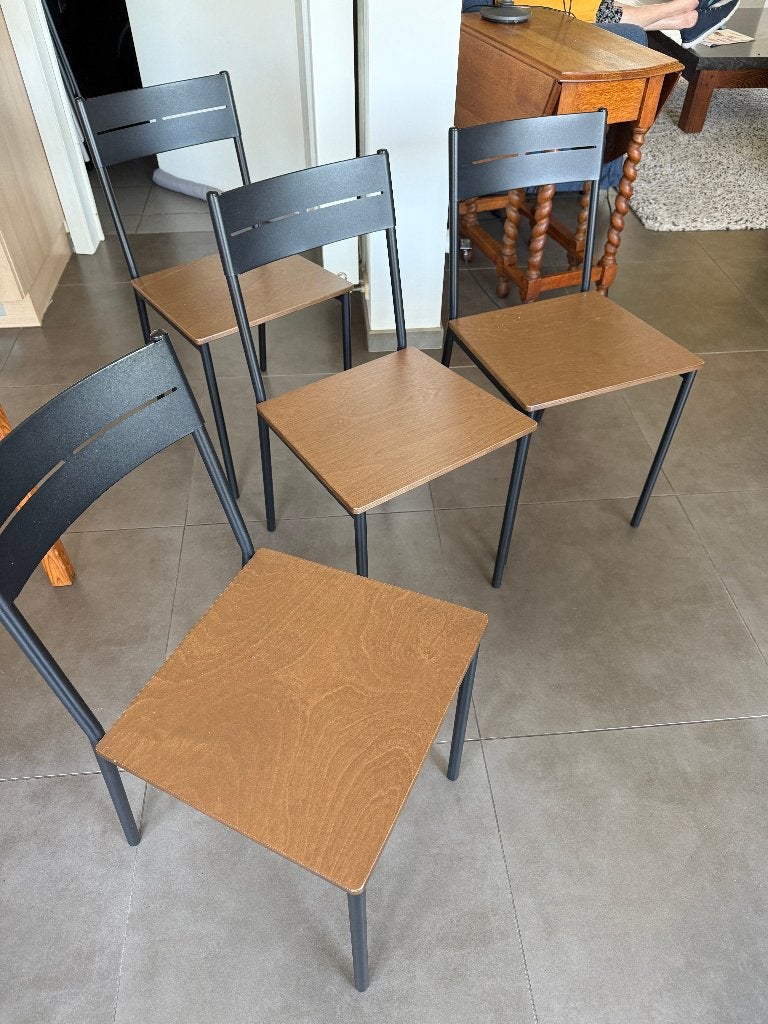 set van 4 moderne keukenstoelen, Métal, Comme neuf, Enlèvement, Modern