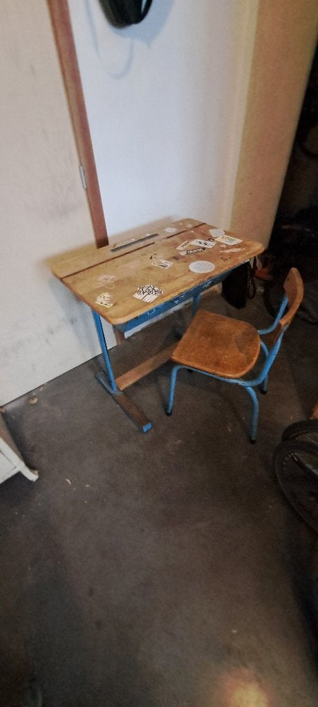 Bureau + chaise écolier, Bureau d'écolier, 40 cm, Vintage, Utilisé