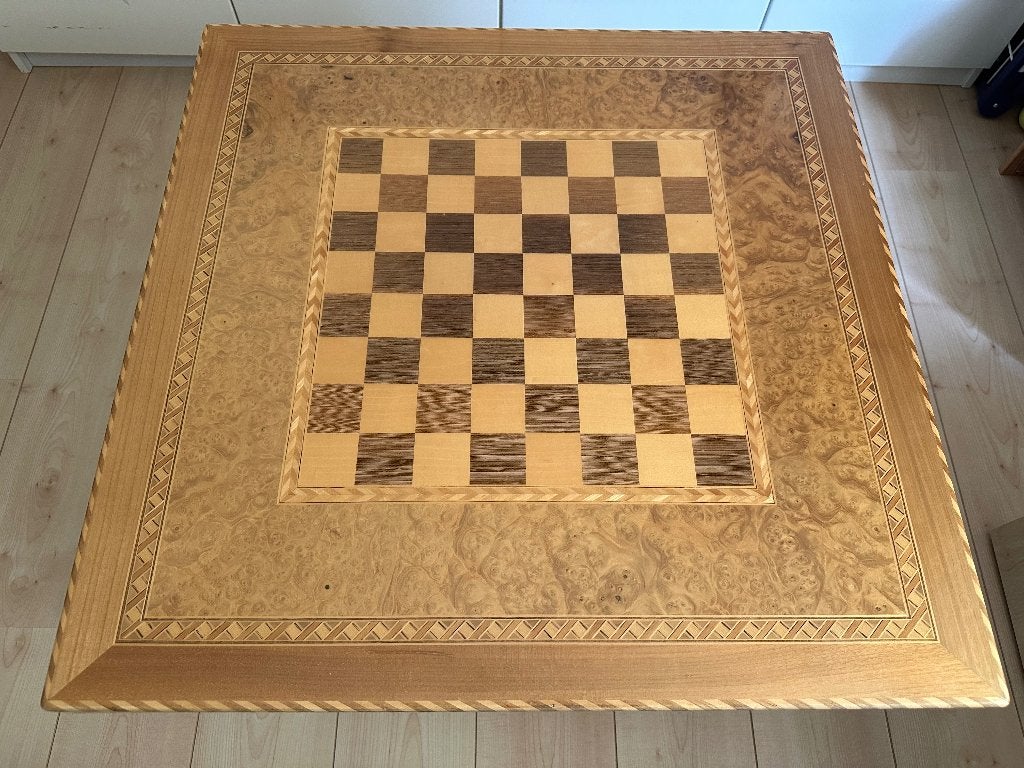 Schaaktafeltje, met de hand ingelegd, Huis en Inrichting, Tafels | Salontafels, Ophalen, Gebruikt, 50 tot 100 cm, 50 tot 75 cm