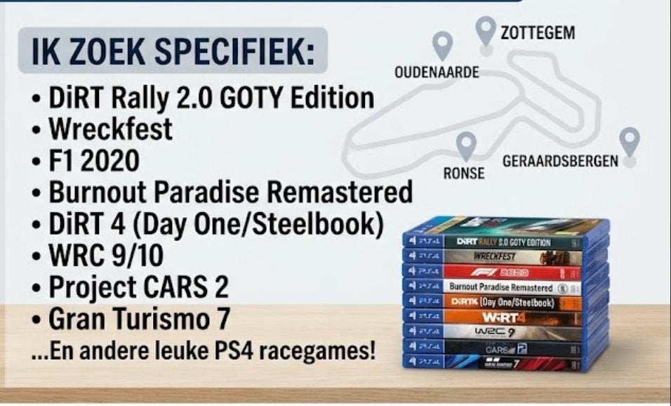 Gezocht: PS4 racegames, Consoles de jeu & Jeux vidéo, 1 joueur, Enlèvement, Comme neuf, Course et Pilotage