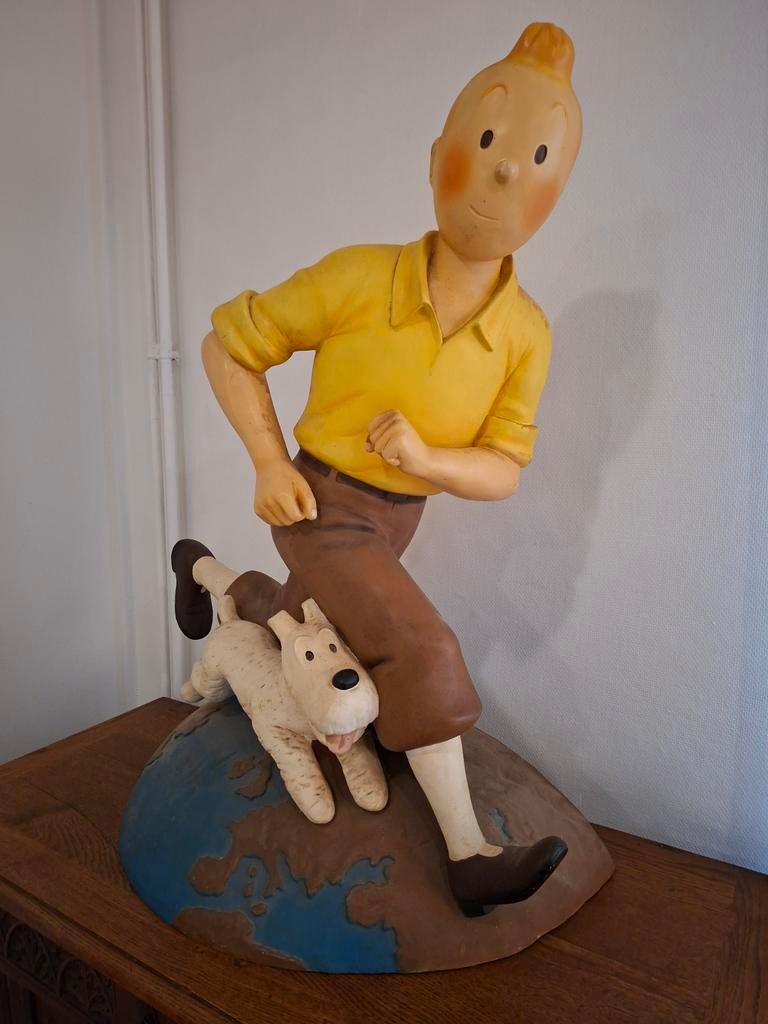 Grande statue Tintin, Enlèvement, Tintin, Comme neuf, Statue ou Figurine