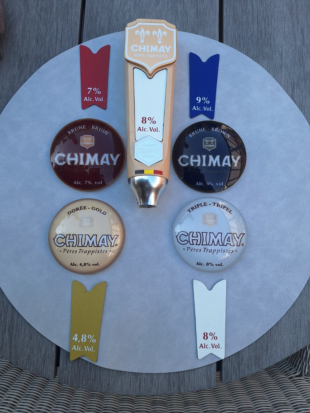 Poignée de robinet Chimay Trappist avec 4 lentilles, Collections, Marques de bière, Enlèvement ou Envoi, Comme neuf, Autres types