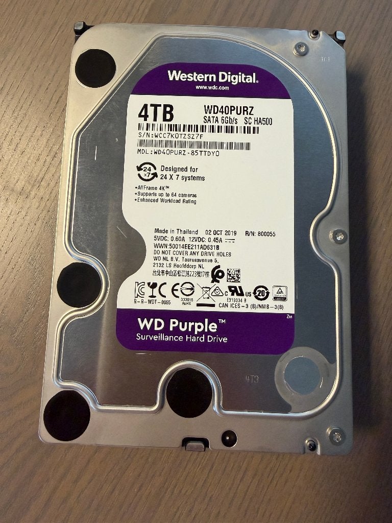 WD Purple - 4TB, Computers en Software, Harde schijven, Ophalen, Gebruikt, Server, Western Digital (WD)