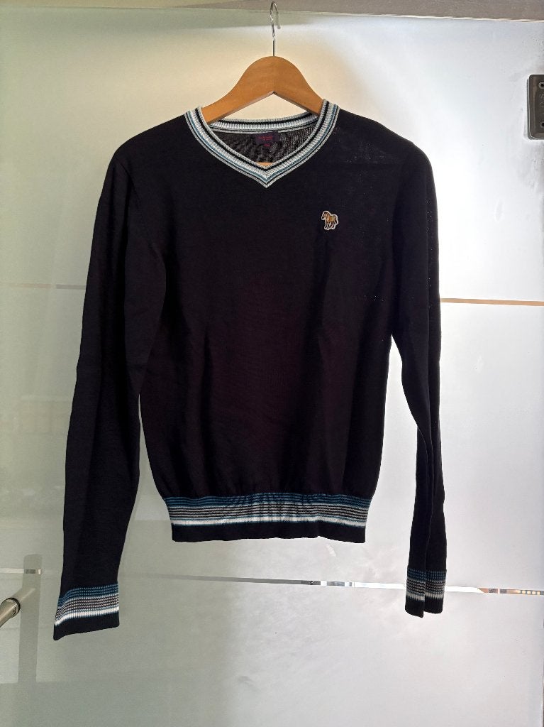 Paul Smith Junior V-hals Trui Donkerblauw - Maat 14a (164), Jongen of Meisje, Trui of Vest, Ophalen of Verzenden, Zo goed als nieuw