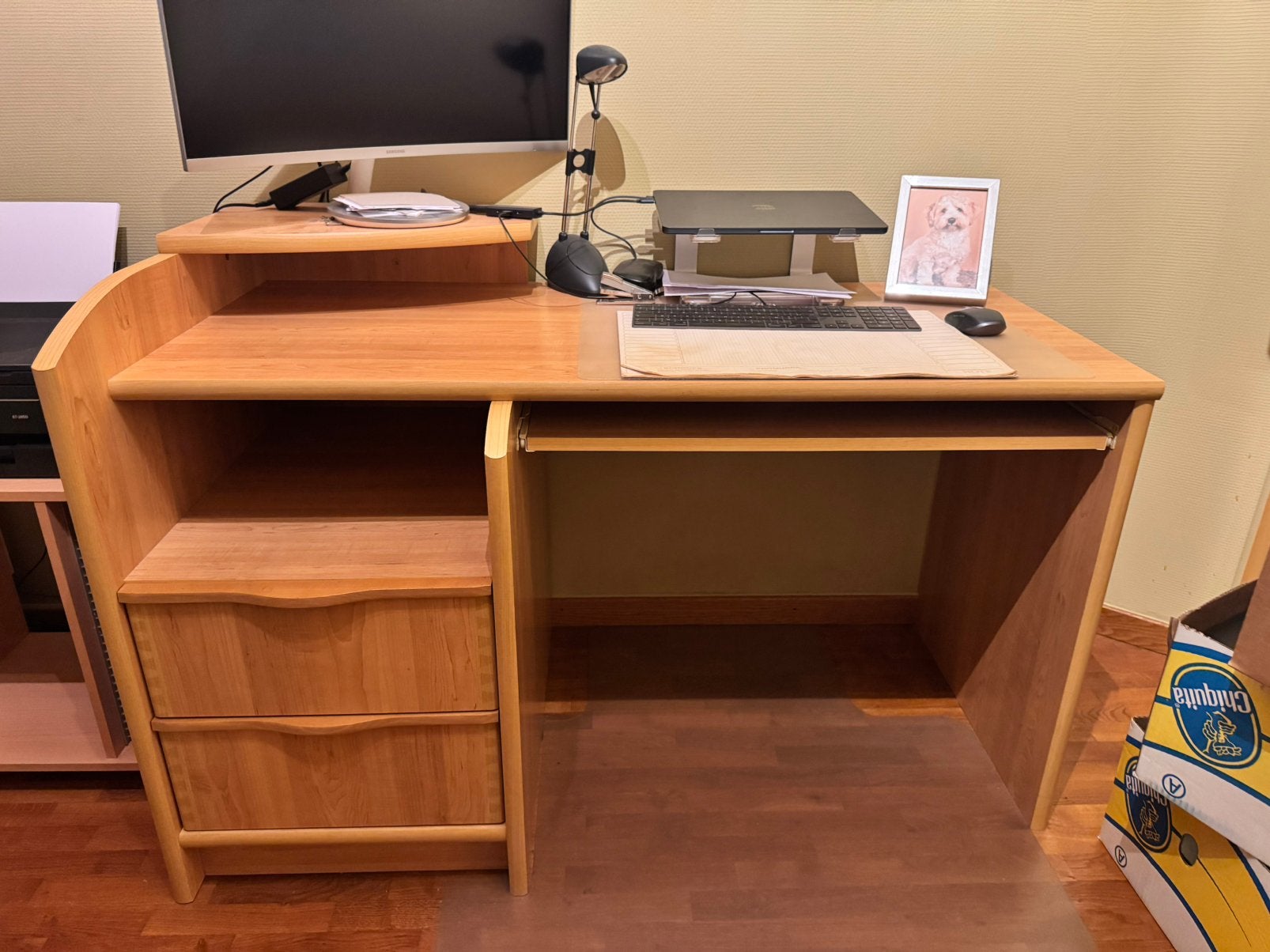 Grote houten bureau, Maison & Meubles, Bureaux, Comme neuf, Enlèvement, Brun, 130 cm