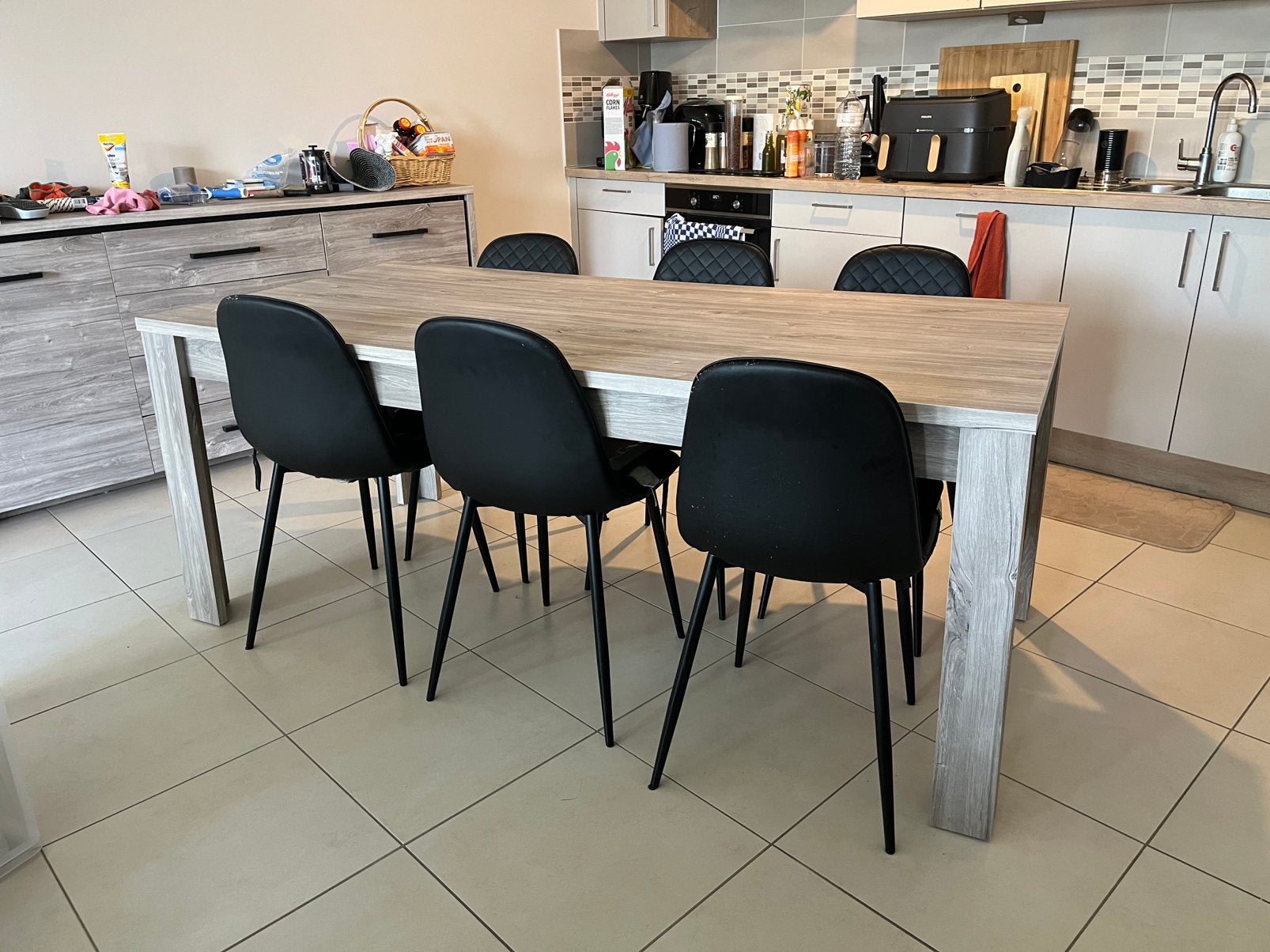 Table à manger + buffet avec tiroirs + 6 chaises – €400, Ophalen, Zo goed als nieuw
