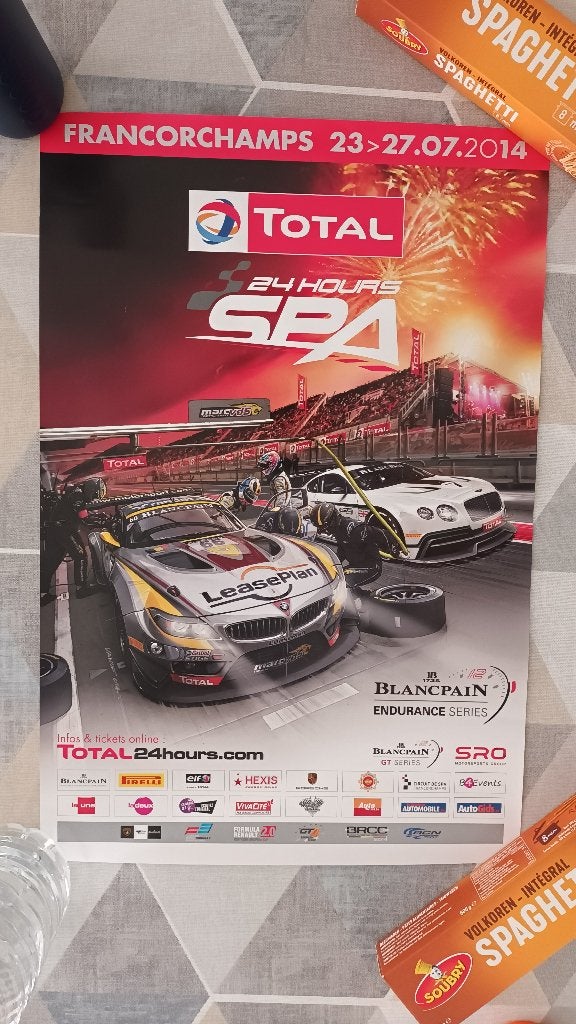 Poster 2014 24h Spa, Enlèvement ou Envoi, Rectangulaire horizontal, A1 jusqu'à A3, Comme neuf