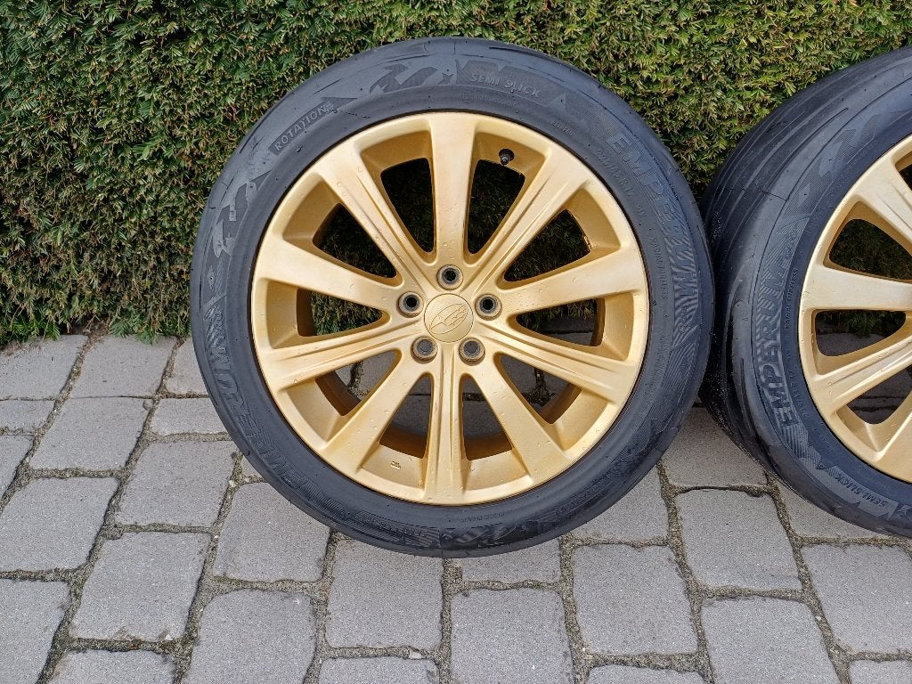 Jantes  dore 17 pouces 5 x 100 nouveaux pneus semi- Slicks, Autos : Pièces & Accessoires, Neuf, Véhicule de tourisme, Pneus été