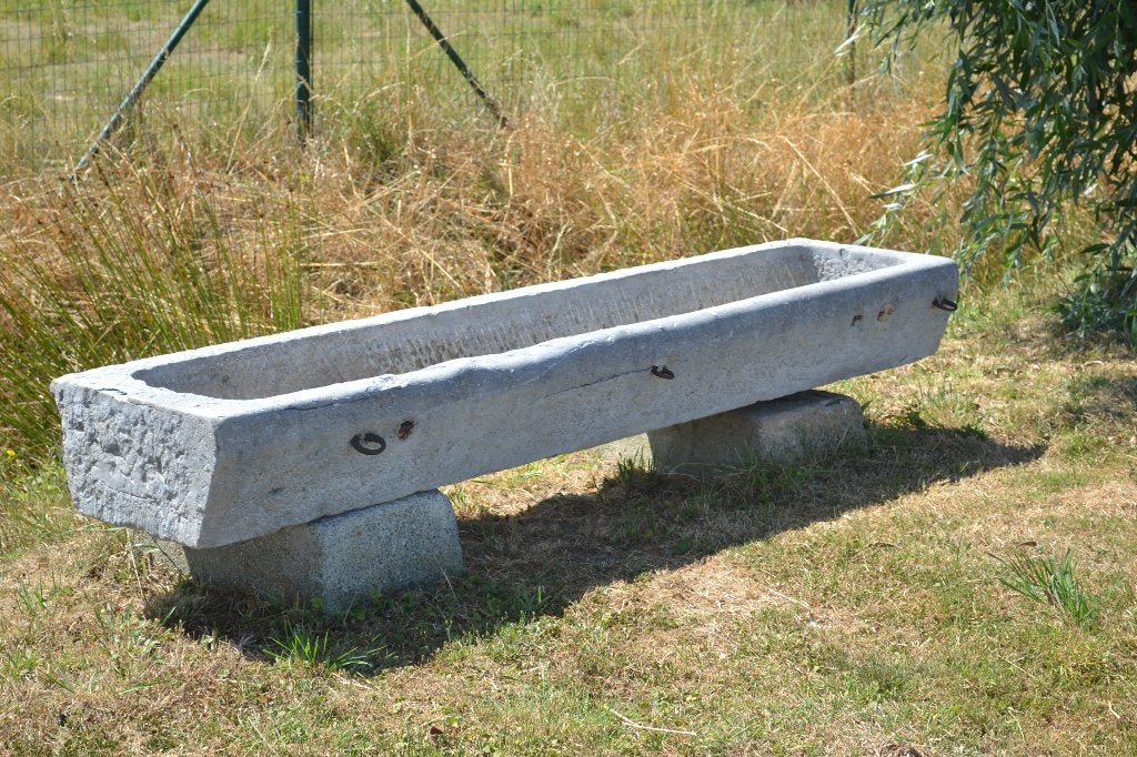 auge ancienne en pierre bleue, 2m30 de long, Jardin & Terrasse, Bacs à fleurs & Jardinières, Enlèvement, Utilisé, Pierre, Jardin