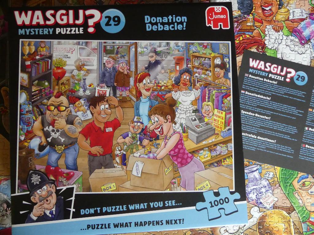 Puzzel Jumbo Wasgij? - Donation Debacle !  - 1000 stukjes, Ophalen of Verzenden, 500 t/m 1500 stukjes, Zo goed als nieuw, Legpuzzel