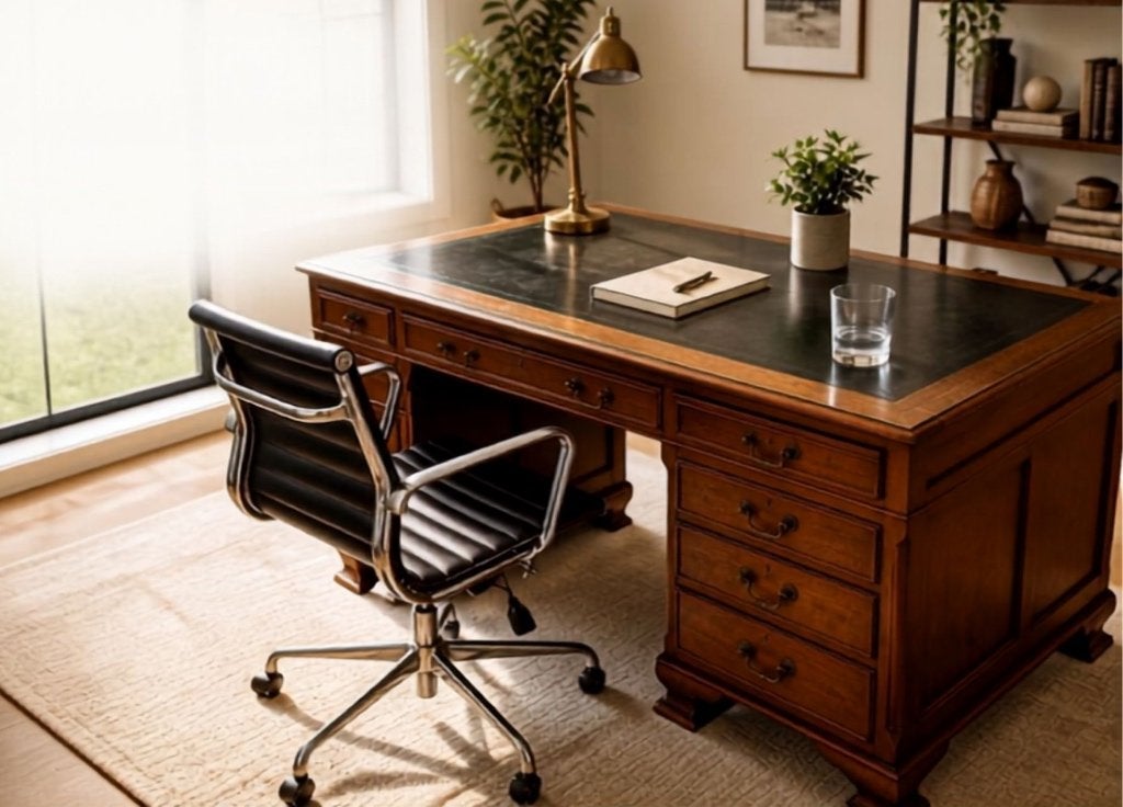 Engels massief houten bureau/uitvoerend bureau, Antiek en Kunst, Ophalen