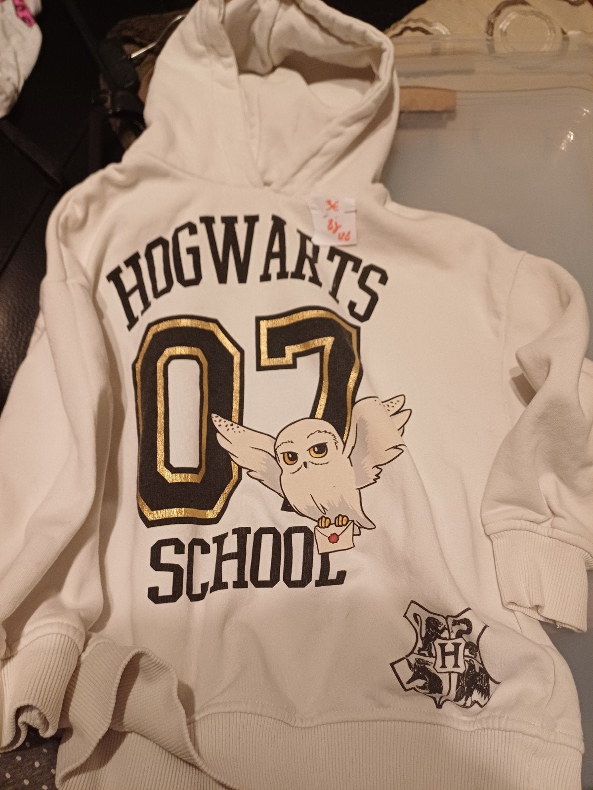 Sweat à capuche Harry Potter C&A blanc Taille 128= 8 ans, Collections, Harry Potter, Enlèvement ou Envoi