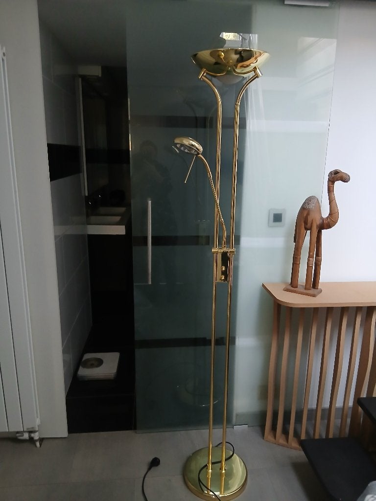 Belle lampe halogène avec liseuse, Comme neuf, Enlèvement, 200 cm ou plus, Métal