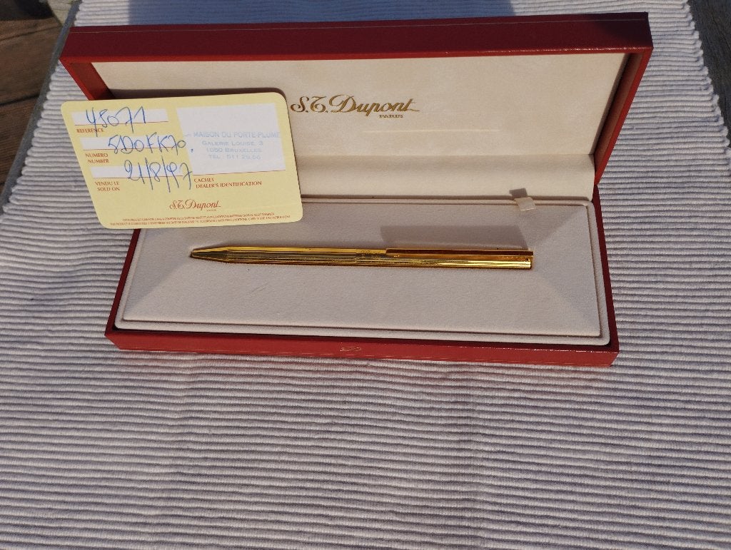 stylo-bille S.T. Dupont or, Collections, Autres marques, Enlèvement ou Envoi, Avec boîte, Comme neuf