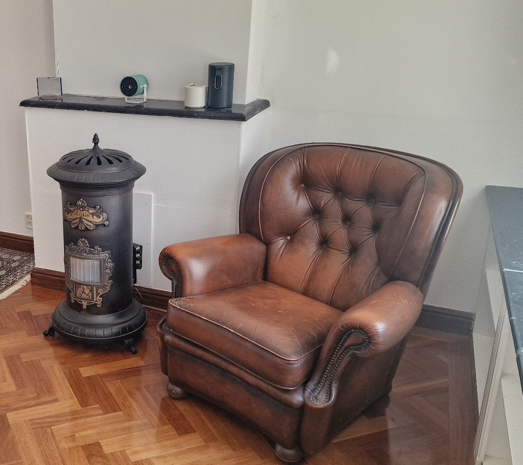 Canapé 3 places + fauteuils Chesterfield, Enlèvement, Utilisé, High-back Chesterfield, Bois