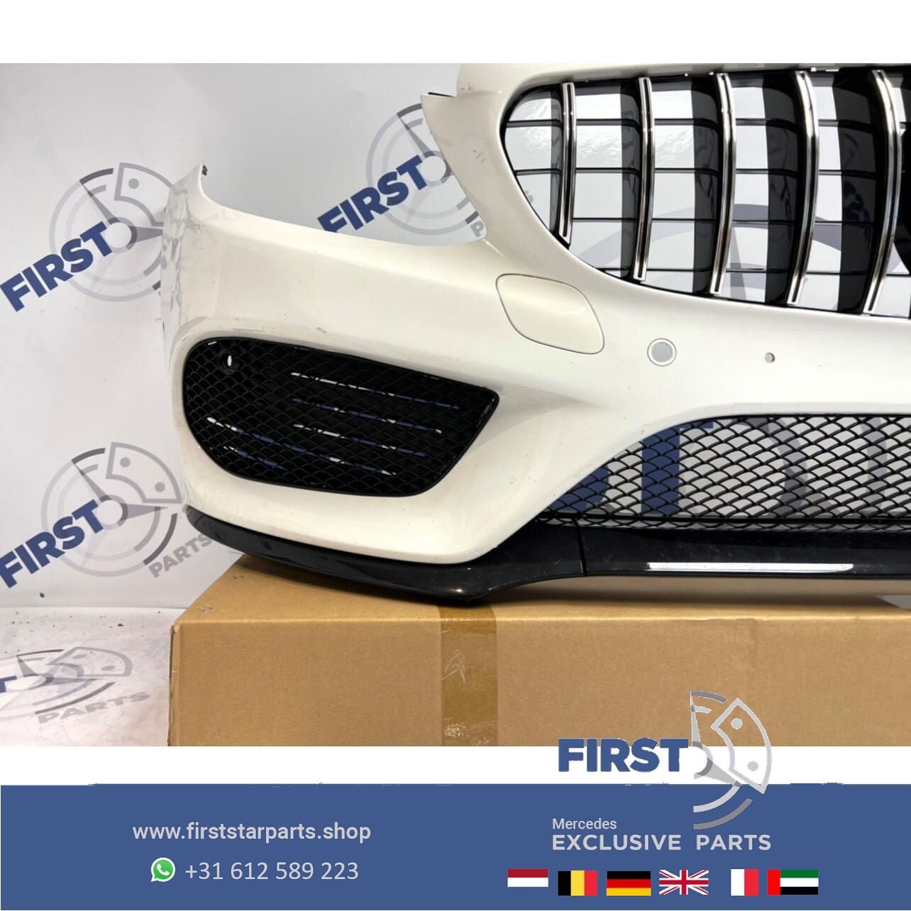 W205 S205 GT AMG VOORBUMPER WIT COMPLEET origineel Mercedes, Gebruikt, -, Voor, Ophalen of Verzenden