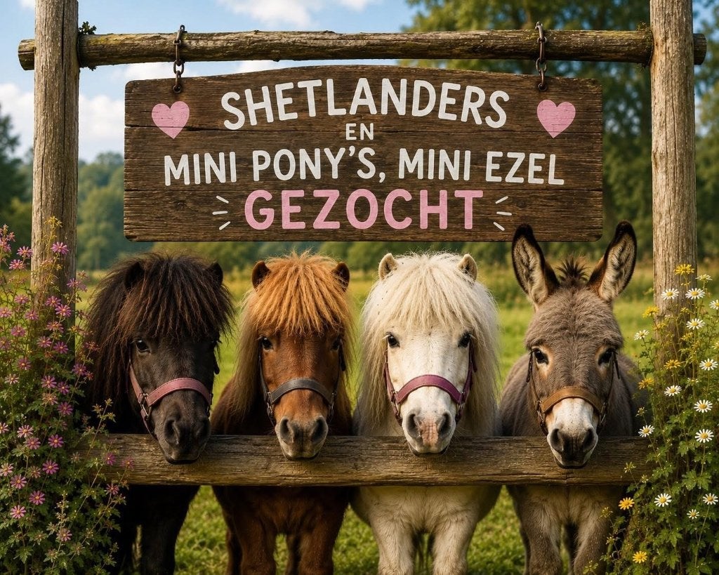 GEZOCHT: mini pony’s of ezels, Dieren en Toebehoren, Pony's, Meerdere dieren, Gechipt