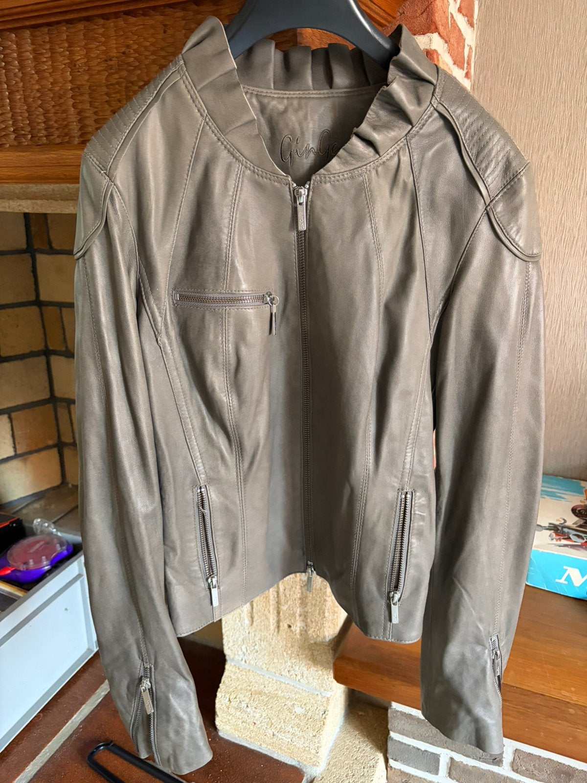 GinGer echt leren damesjas grijs/taupe – maat L, Vêtements | Femmes, Enlèvement