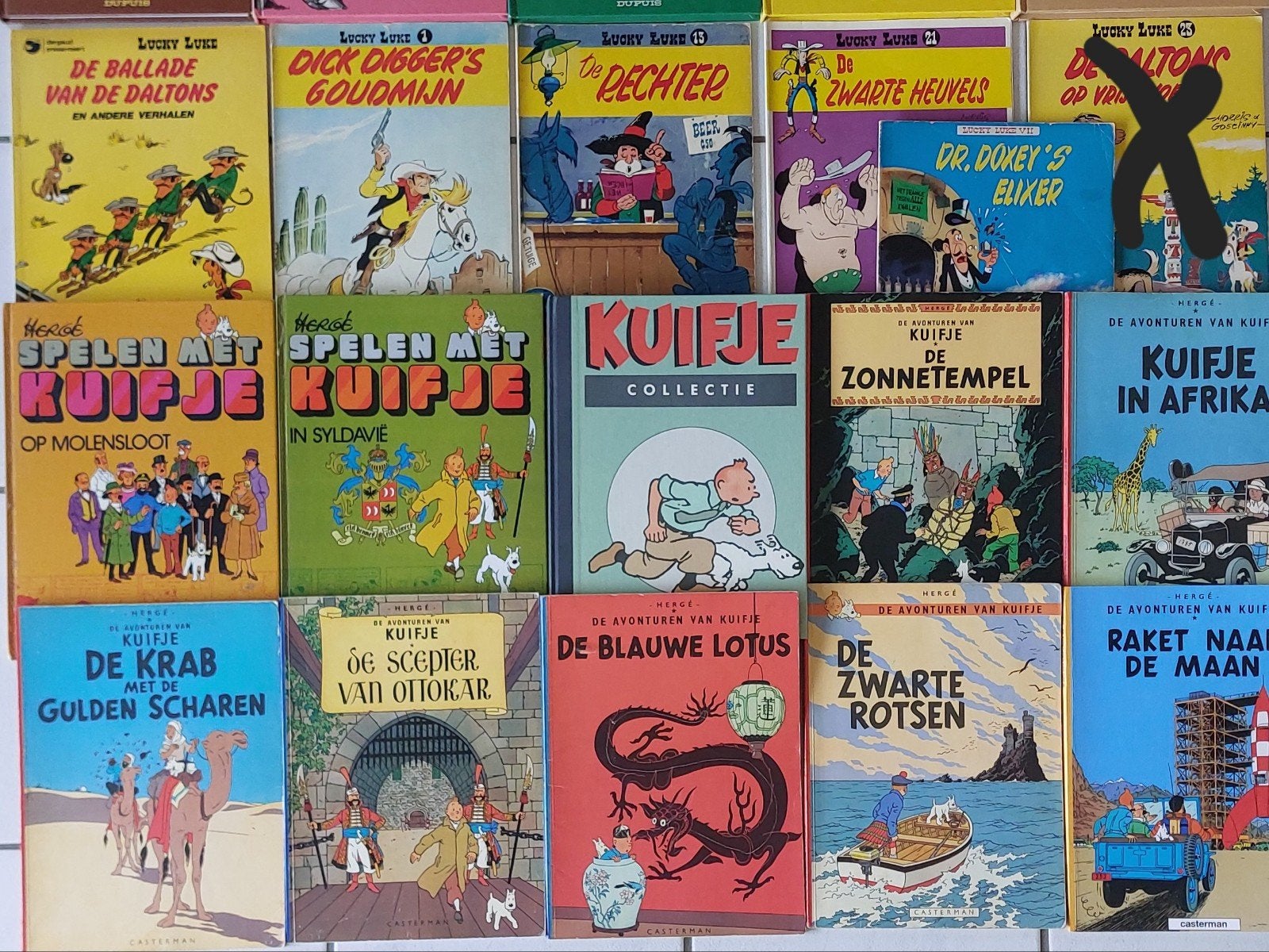 Strips Kuifje Lucky Luke, Boeken, Stripverhalen, Ophalen of Verzenden