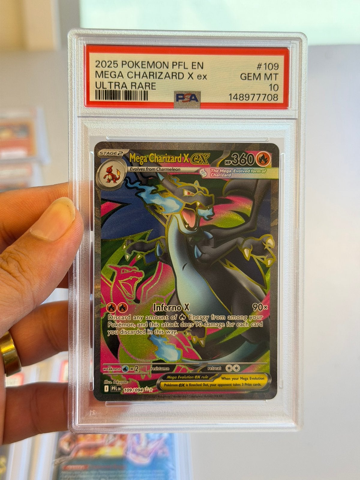 Mega Charizard X ex 109 Ultra Rare 2025 Pokémon PSA 10 slab, Ophalen of Verzenden, Nieuw, Losse kaart, Foil