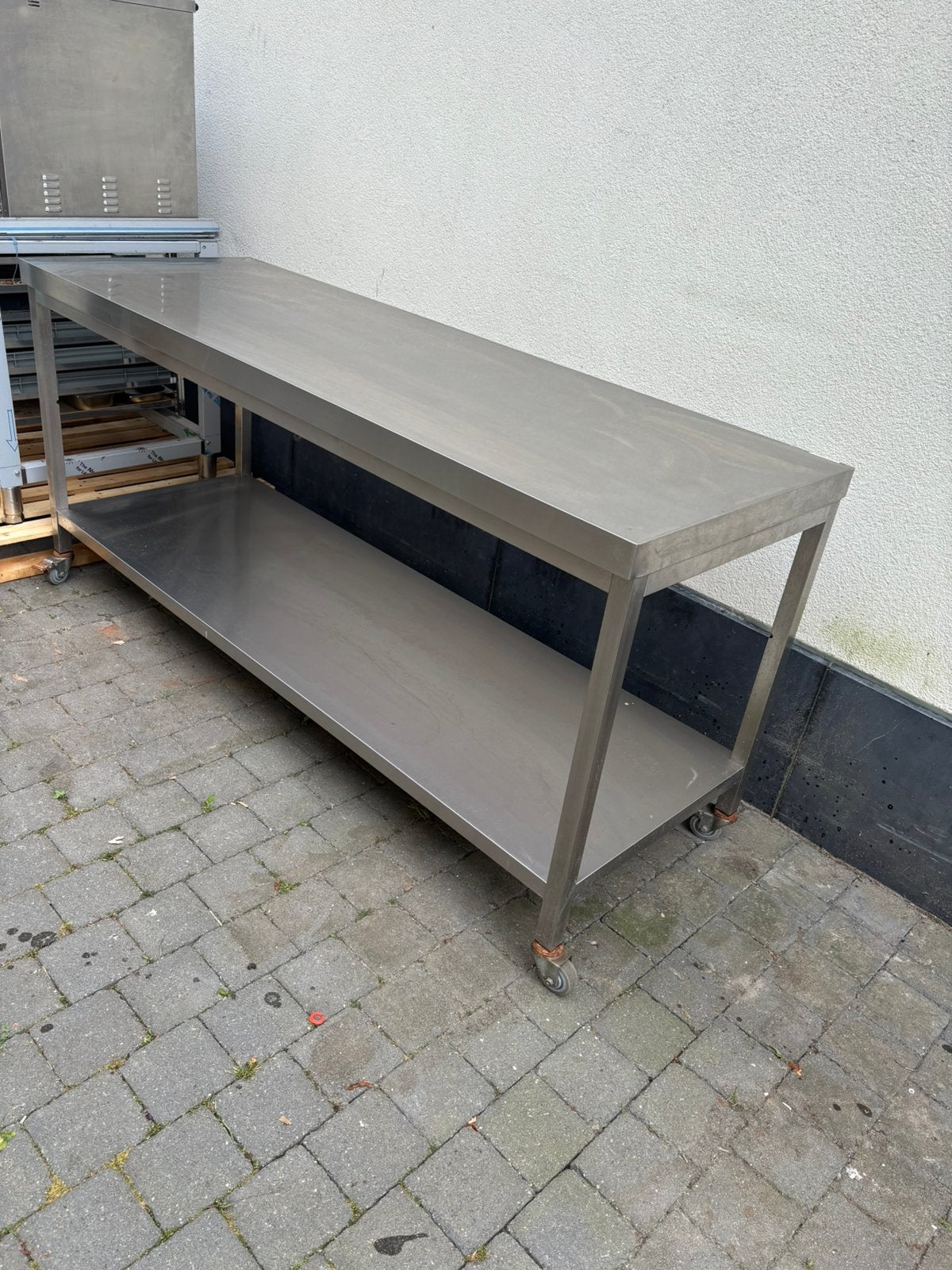 Verrijdbare Inox werktafel met onderschap, Zakelijke goederen, Horeca | Keukenapparatuur, Ophalen, Gebruikt, Inox Meubilair