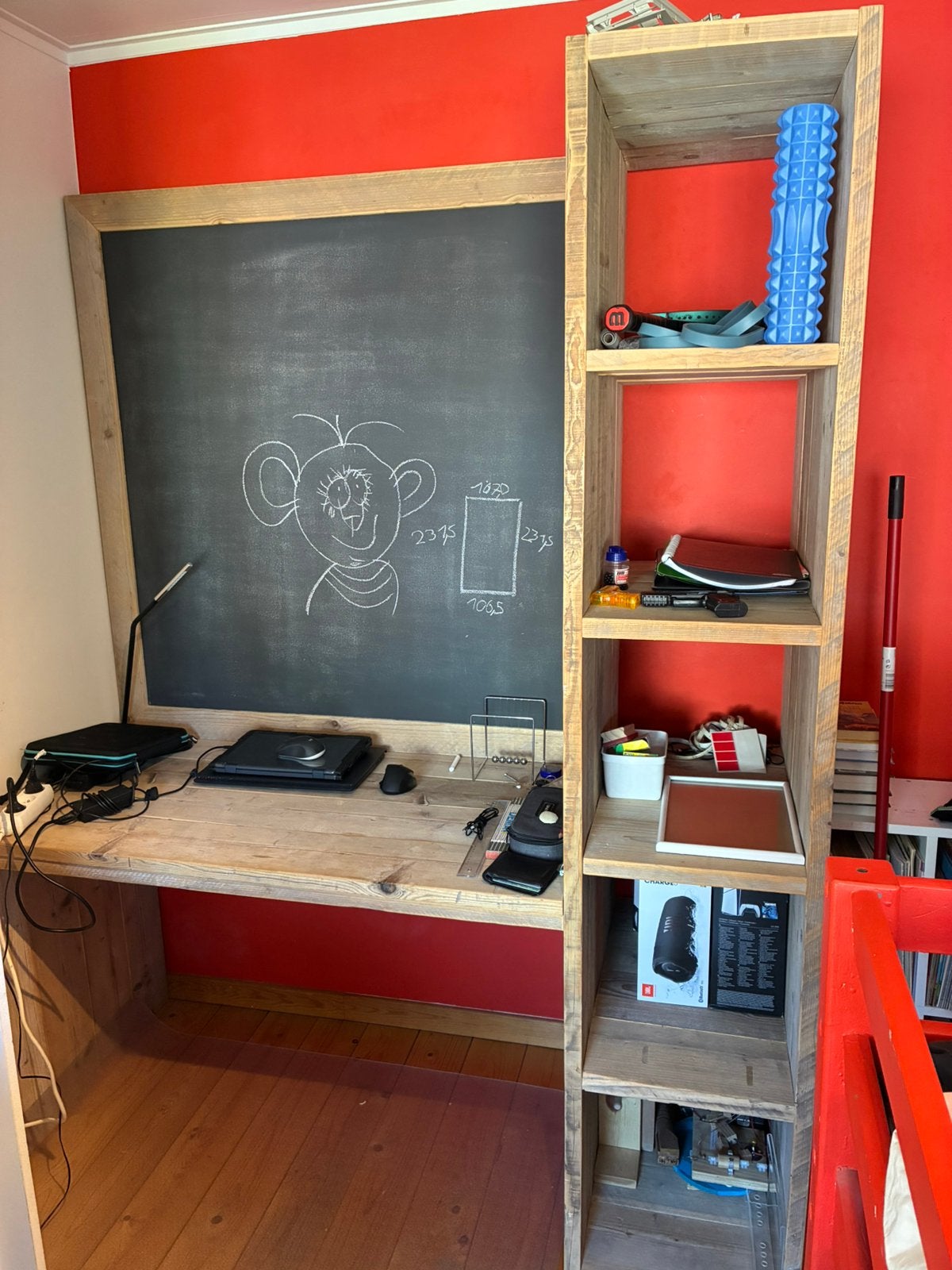 Bureau met kast in steigerhout, 160 cm, 63 cm, Comme neuf, Enlèvement