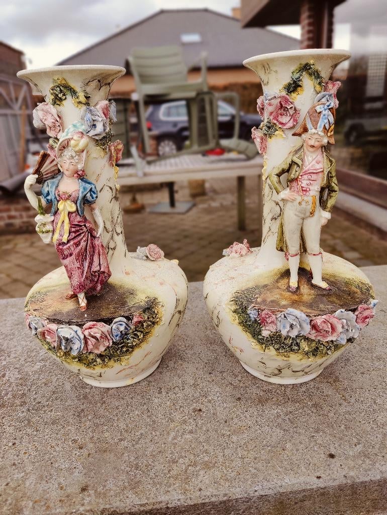 Vases français en barbotine ou en majolique, Enlèvement ou Envoi