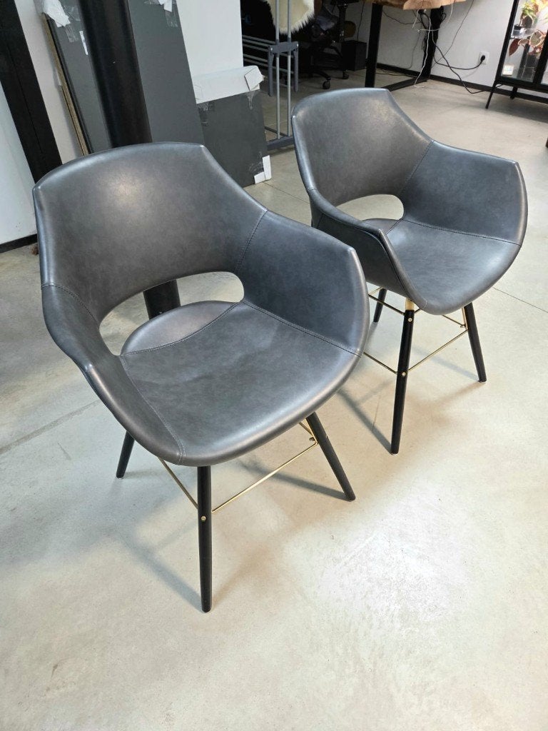 2 chaises noires style industriel, Comme neuf, Deux, Enlèvement, Noir