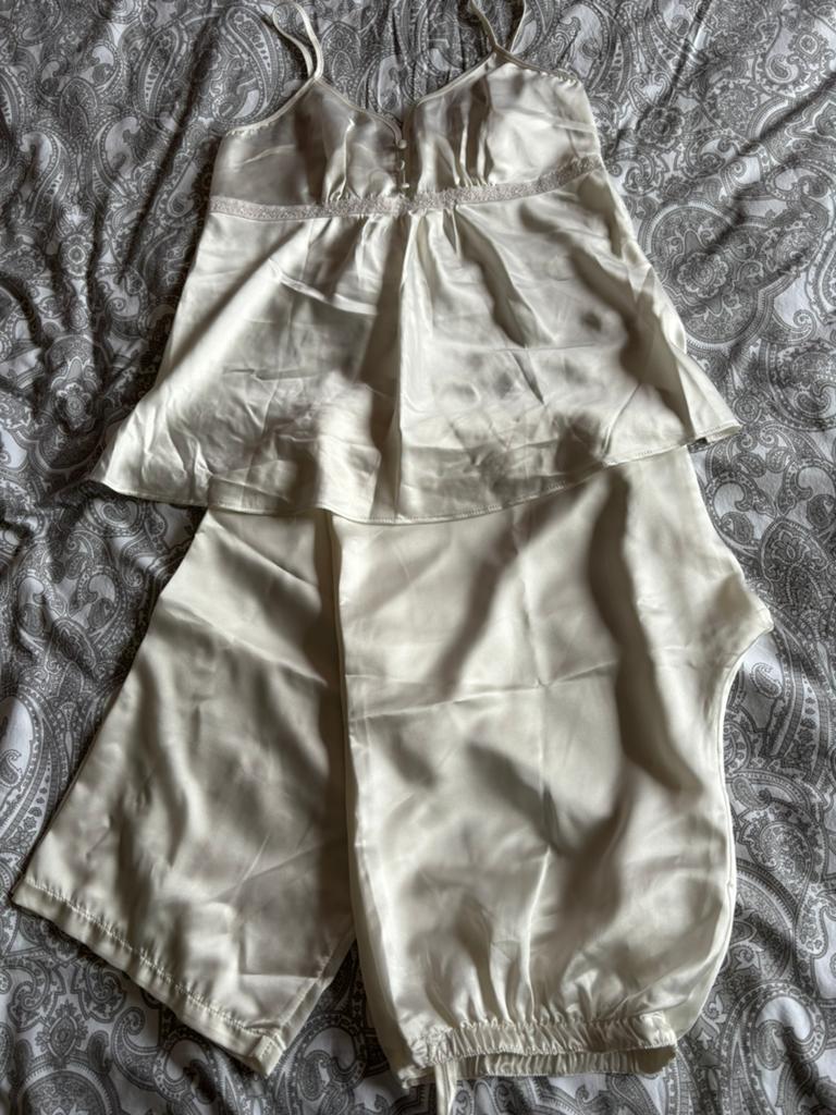 Dames Pyama, Etam, wit, maat 38, topje en lange broek, Kleding | Dames, Pyjama's, Ophalen, Zo goed als nieuw, Maat 38/40 (M)