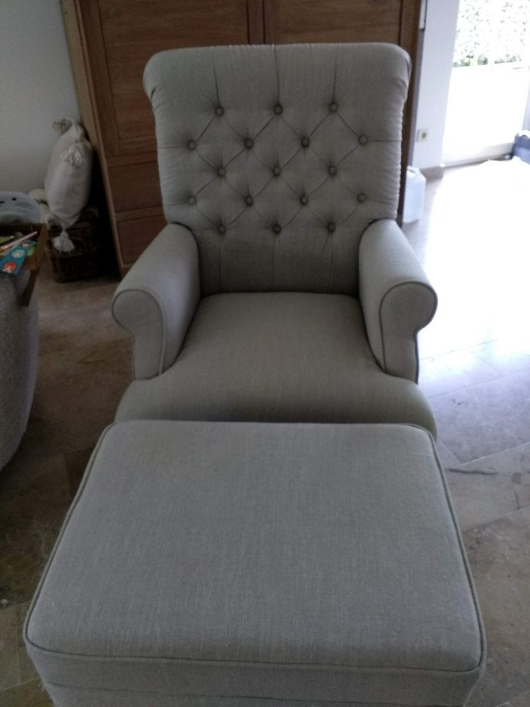 Fauteuil avec pouf, Enlèvement, Utilisé, Tissus