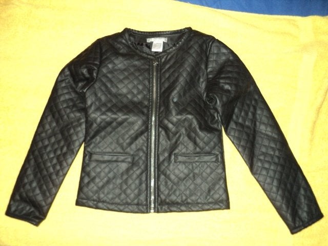 une veste noire en simili taille 12 ans, Kinderen en Baby's, Kinderkleding | Maat 152, Ophalen of Verzenden