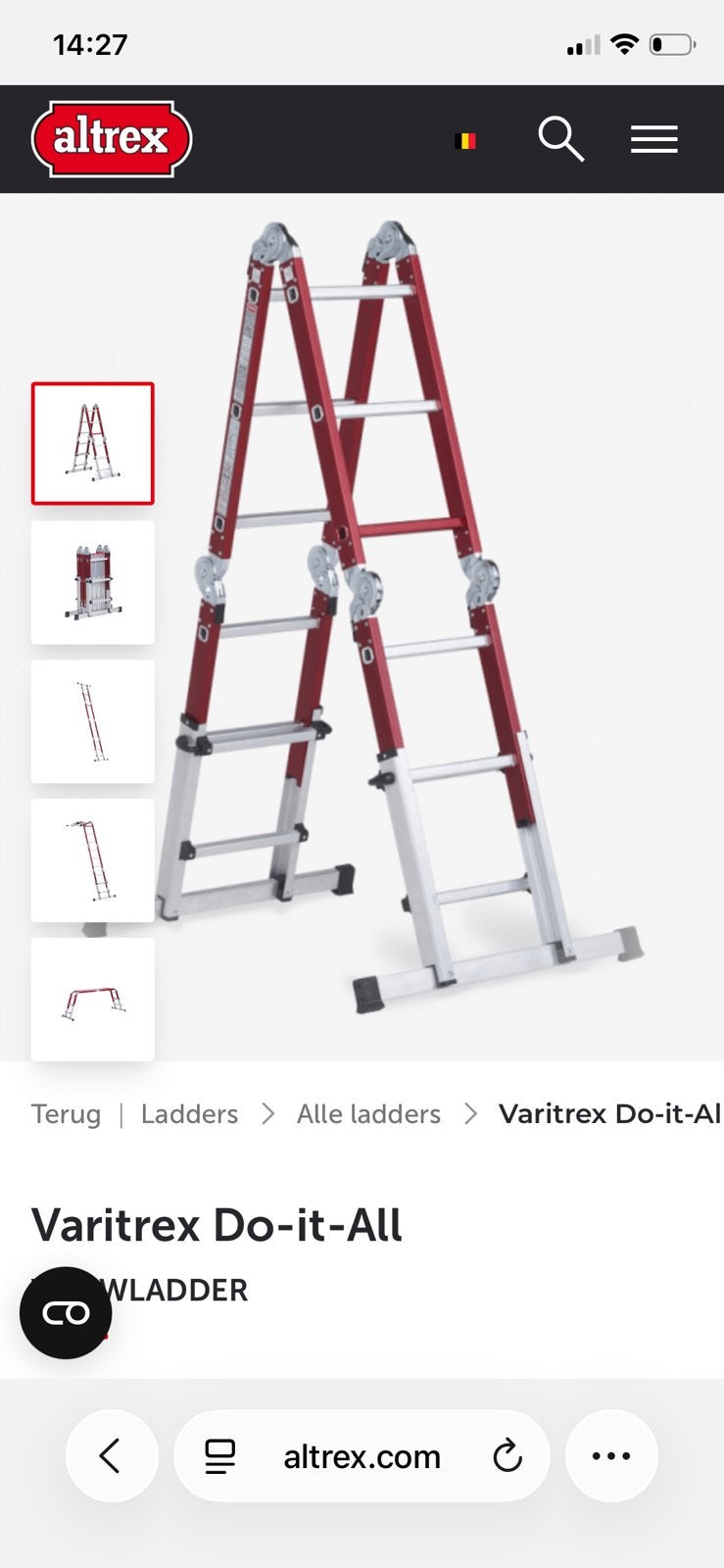 Altrex Varitrex do it all, Ophalen, Nieuw, Ladder, Opvouwbaar of Inschuifbaar