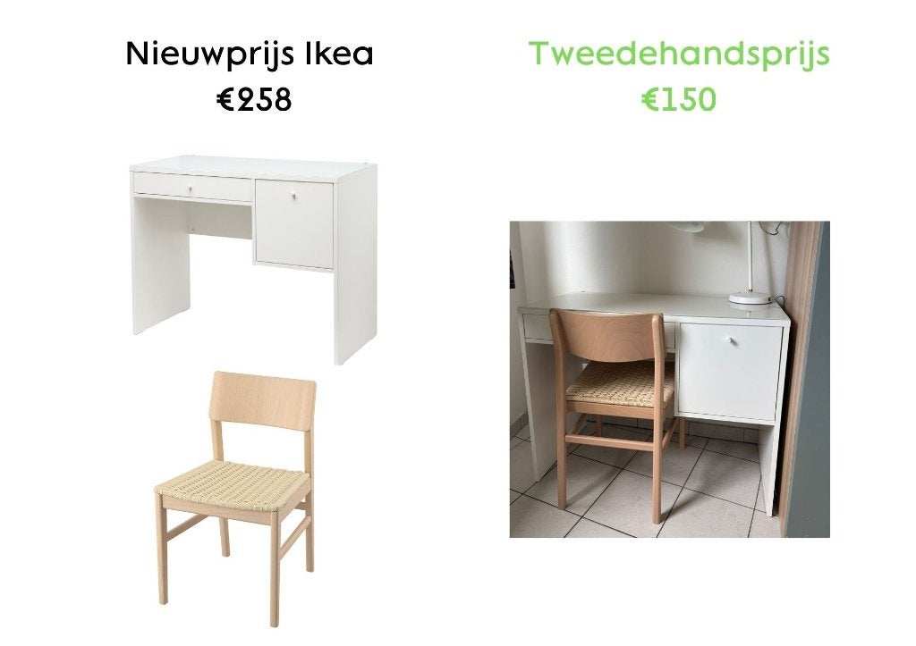 Bureau IKEA avec chaise, Scandinave, 48 cm, Comme neuf, IKEA