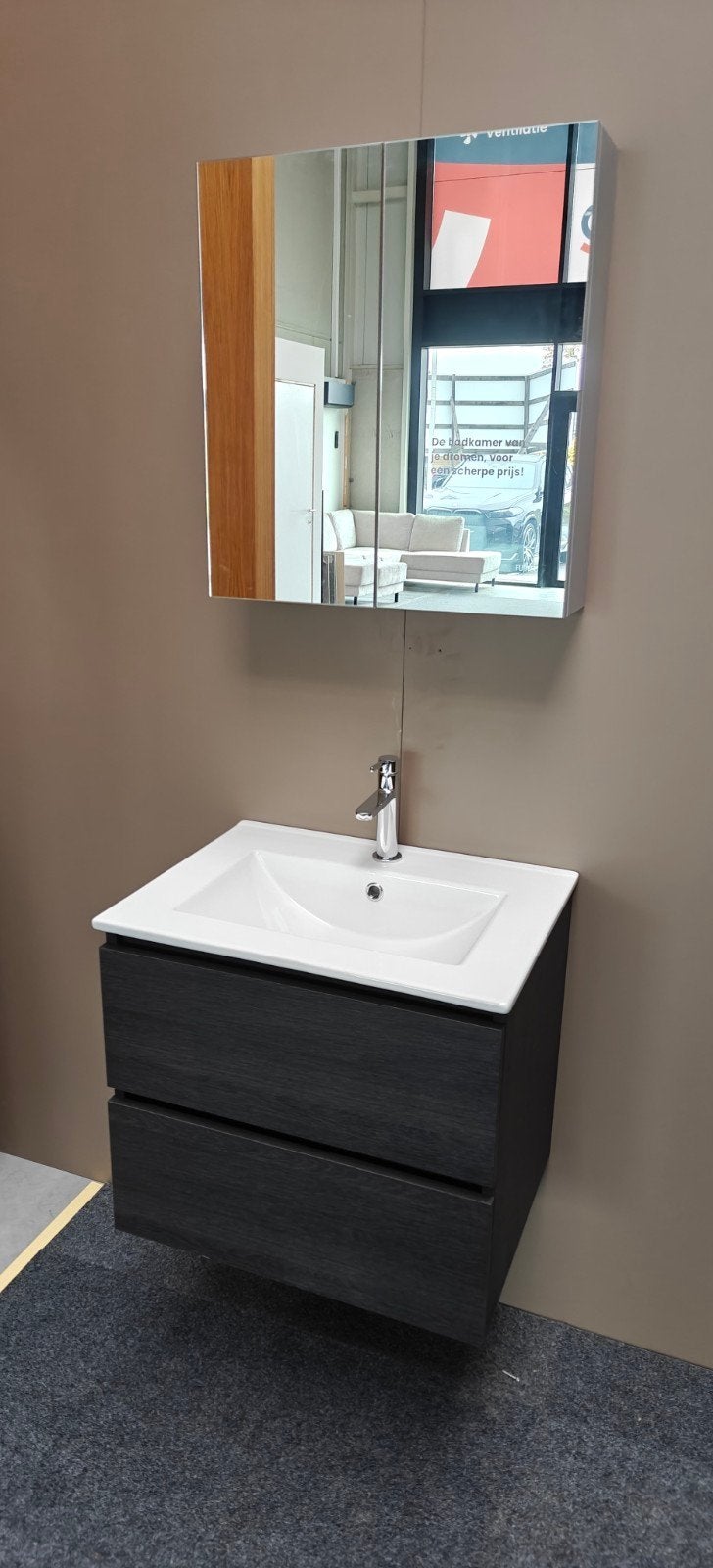 Badkamermeubel inclusief spiegelkast 60cm toonzaalmodel, Enlèvement, Armoire à miroir
