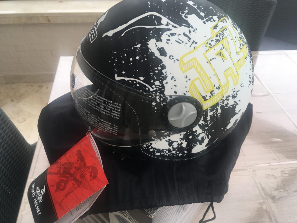 Nieuwe motorhelm RXA jazz white matt Black maat M,L, Enlèvement ou Envoi, Neuf, Medium