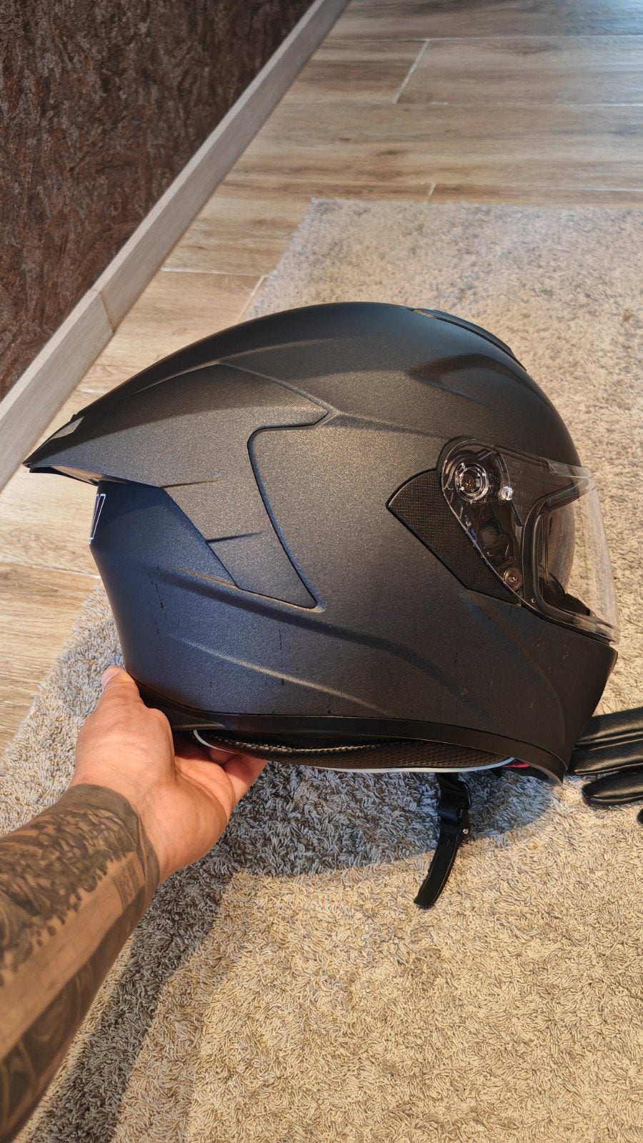 Casque de moto noir mat taille S, Enlèvement, S, Casque système