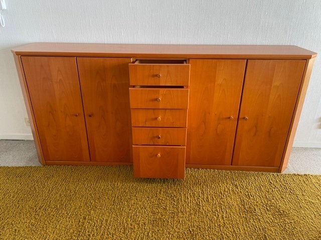 Retro barkast en bedkast met opbergruimte, Ophalen, Gebruikt, 5 laden of meer, 200 cm of meer