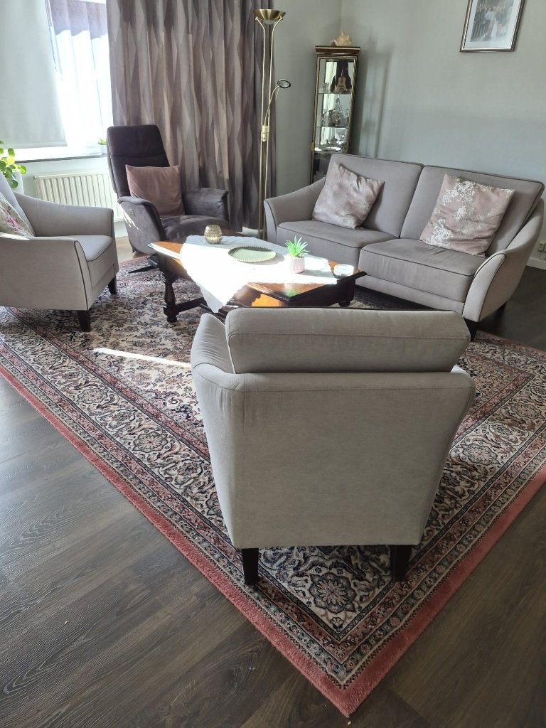 Salon in stof 3zit en twee 1zit., Ophalen, 150 tot 200 cm, Driepersoons, 75 tot 100 cm