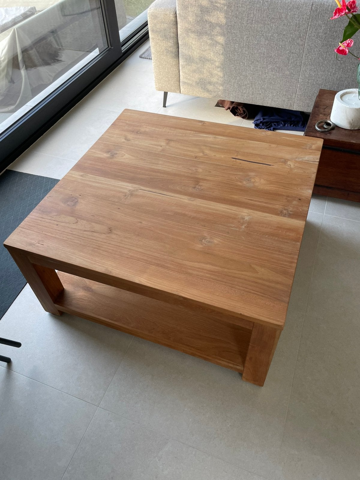 Table basse en bois de teck 90 x 90 cm, Teck, 50 à 100 cm, Carré, Enlèvement