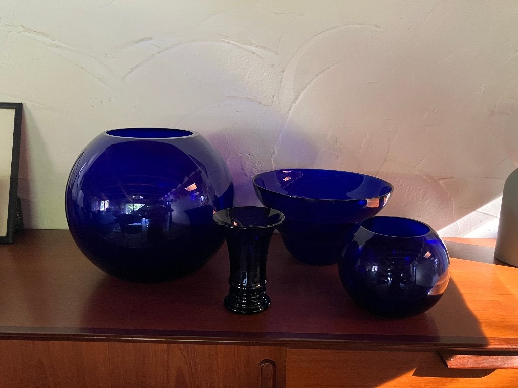 vazen, Ophalen, 26 cm, Blauw, Glas