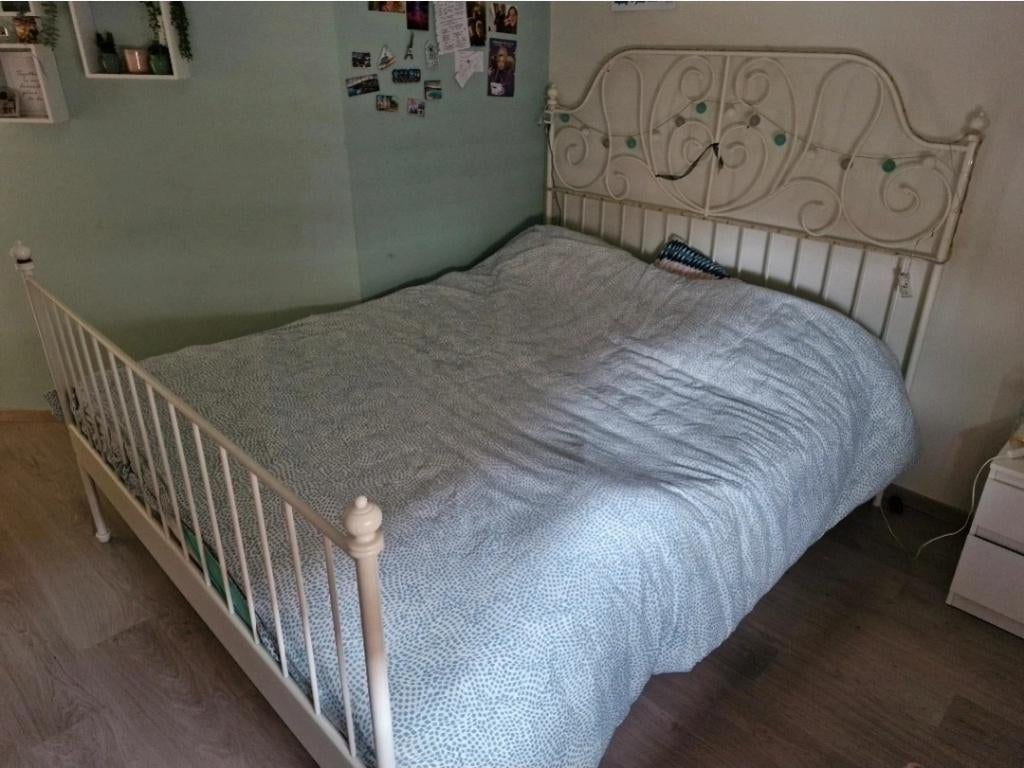 2 persoonsbed, Ophalen, Gebruikt, Wit, Tweepersoons
