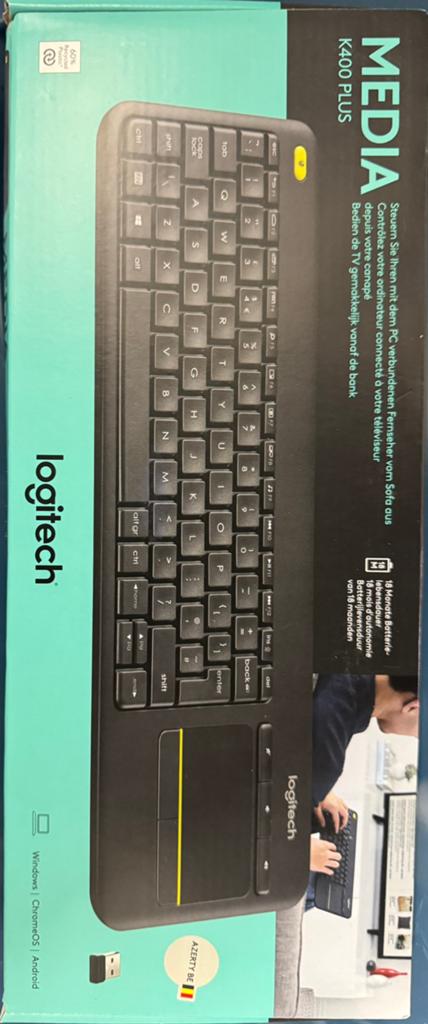 Nieuwe Media K400 plus Logitech zwart, Neuf, Enlèvement ou Envoi, Azerty, Sans fil