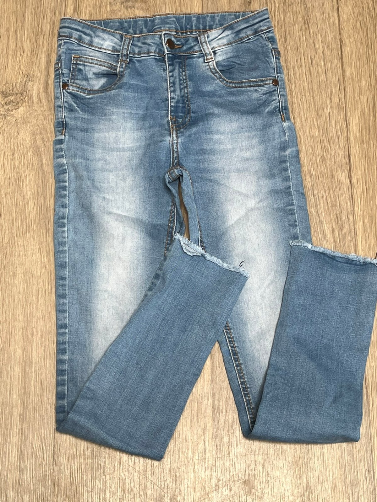 Jeansbroek maat 158 met verstelelastieken, Ophalen of Verzenden, Zo goed als nieuw
