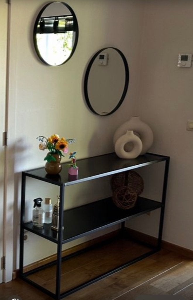 Zwarte sidetable met 2 spiegels, Maison & Meubles, Accessoires pour la Maison | Miroirs, Enlèvement, Comme neuf