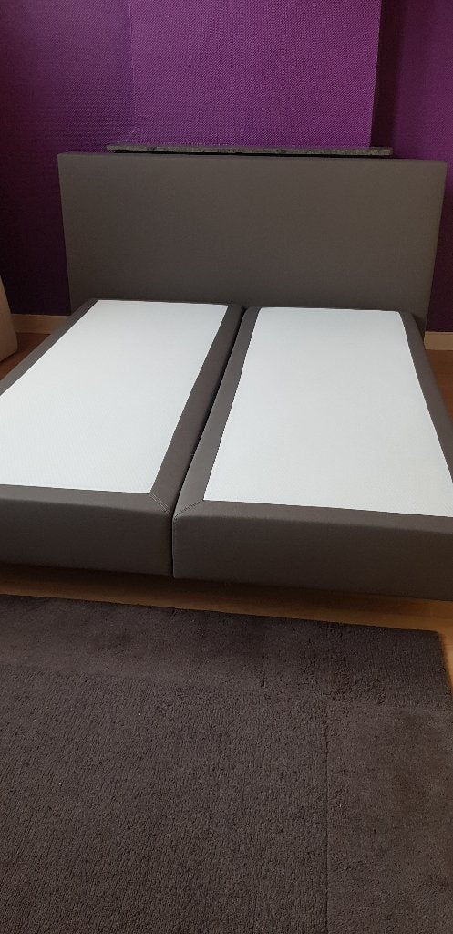 Lit Boxspring complet + Matelas BULTEX Original 160x200 cm, Neuf, Gris, Queen size, Style principal : Boxspring