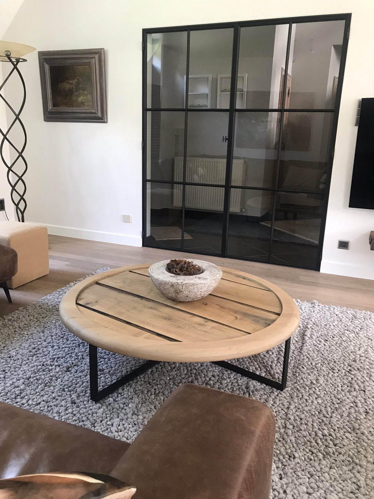Salontafel nieuw 110/30 eik naturel gebeitst en mat vernist, Neuf, 100 à 150 cm, Enlèvement ou Envoi, Rond