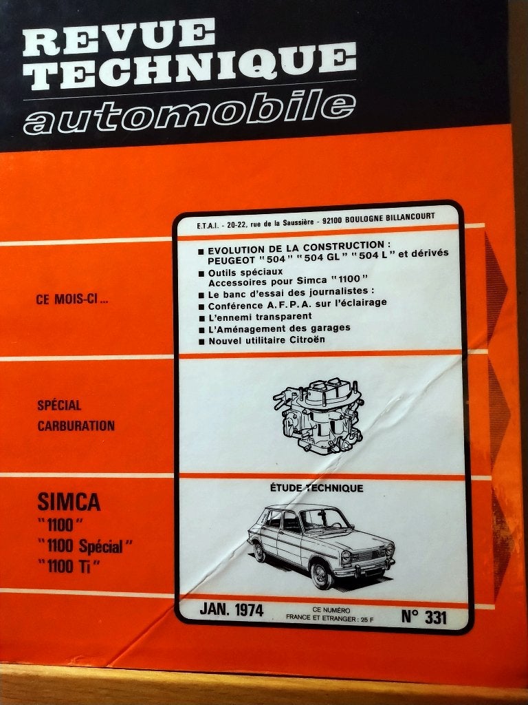 RTA 331 - Simca 1100 - janvier 1974, Ophalen of Verzenden