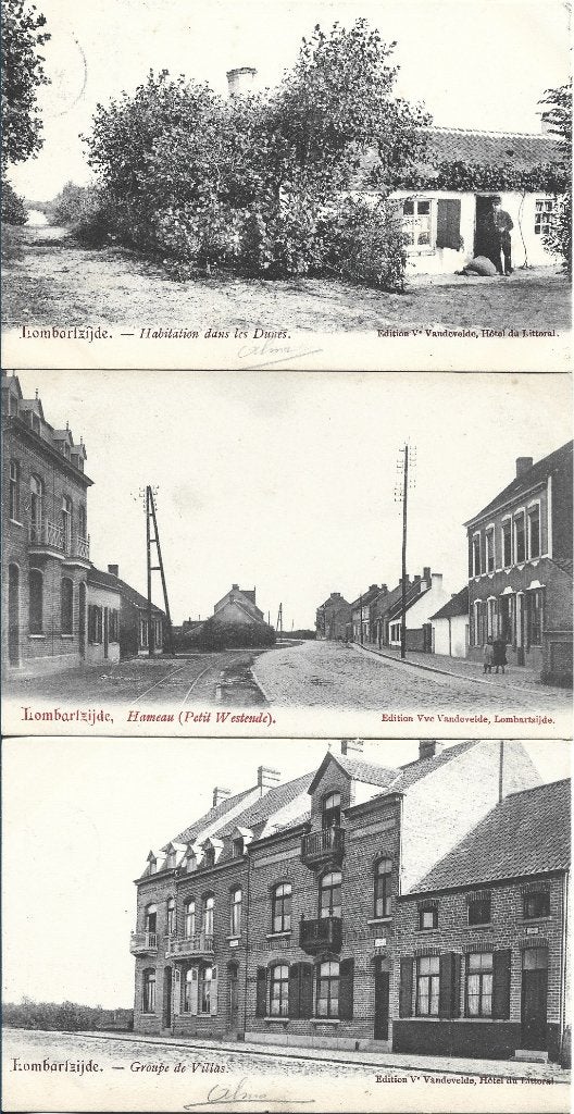6 mooie oude postkaarten van Lombartzijde, Ophalen of Verzenden, Voor 1920, Gelopen, West-Vlaanderen