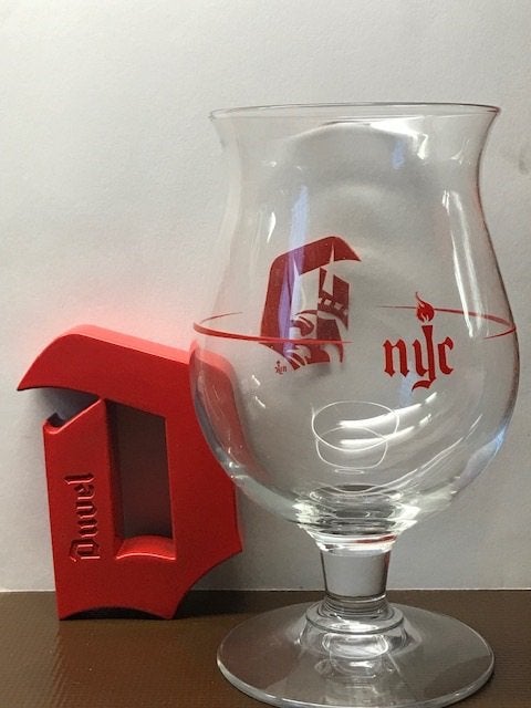 DUVEL Glas NYC (New York City) Dieprode druk, Verzamelen, Glas en Drinkglazen, Ophalen of Verzenden, Nieuw, Bierglas