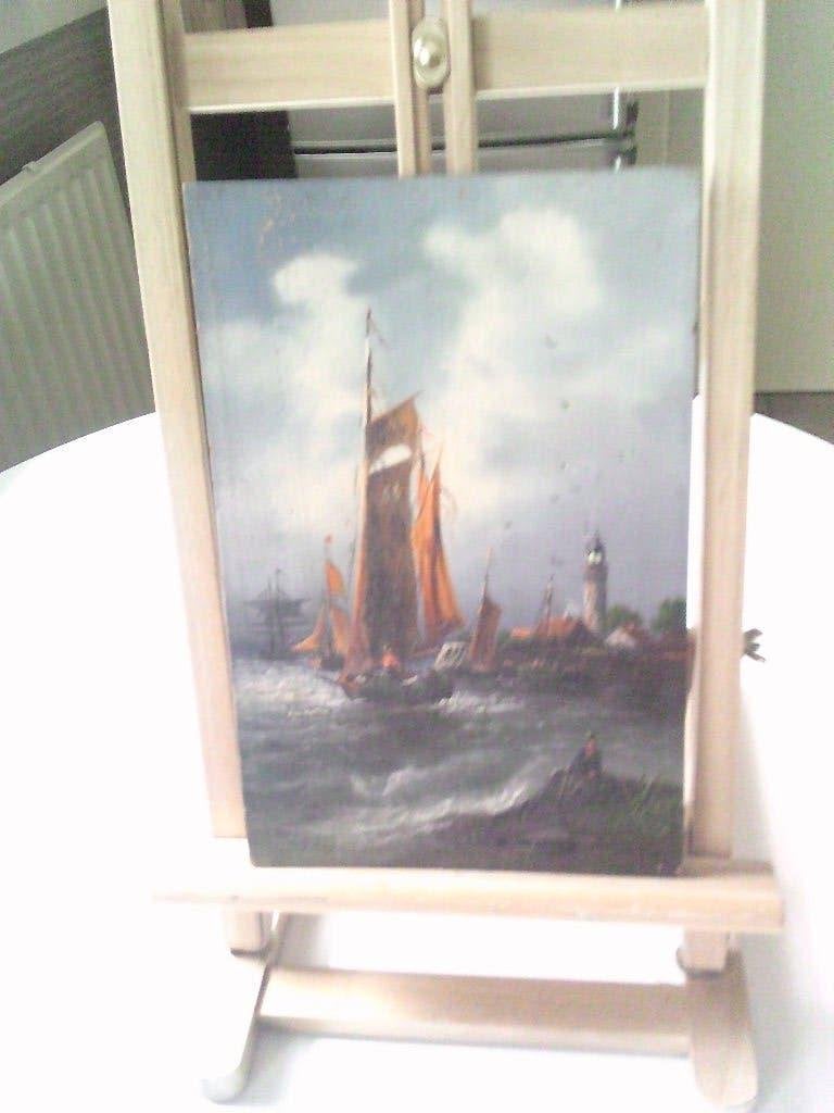 klein schilderijke op paneel gete Rossi, Antiek en Kunst, Kunst | Schilderijen | Klassiek, Ophalen, Olieverf, Origineel werk, Maritiem / water